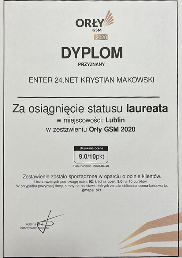 ikona dyplom orły certyfikat